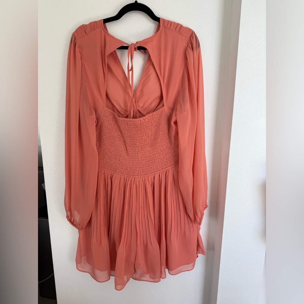 Express Coral Smocked Dress - Picture 3 of 5
